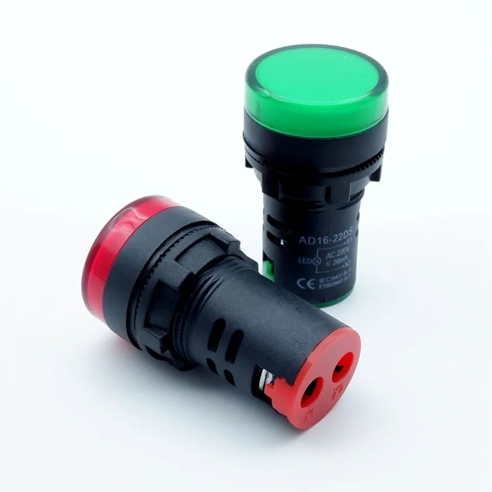 Indicadores de luz de montaje en Panel 22mm LED de potencia advertencia electrónica lámpara de luz de señal piloto plástico AC/DC 12V 24V 220V rojo amarillo