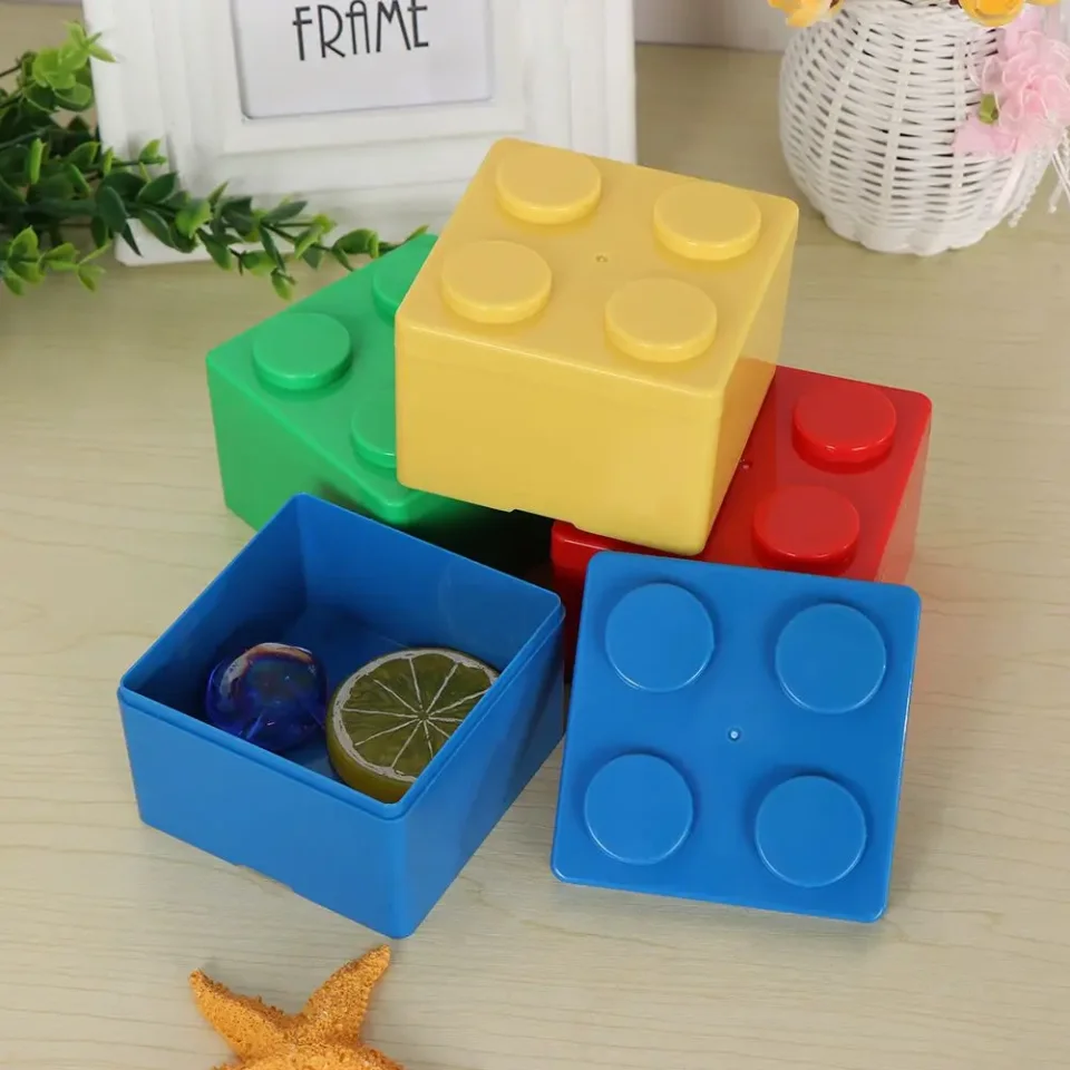 Caja de almacenamiento de plástico con formas de bloques de construcción, contenedor de escritorio superpuesto, suministros para casa de oficina, nuevo, creativo