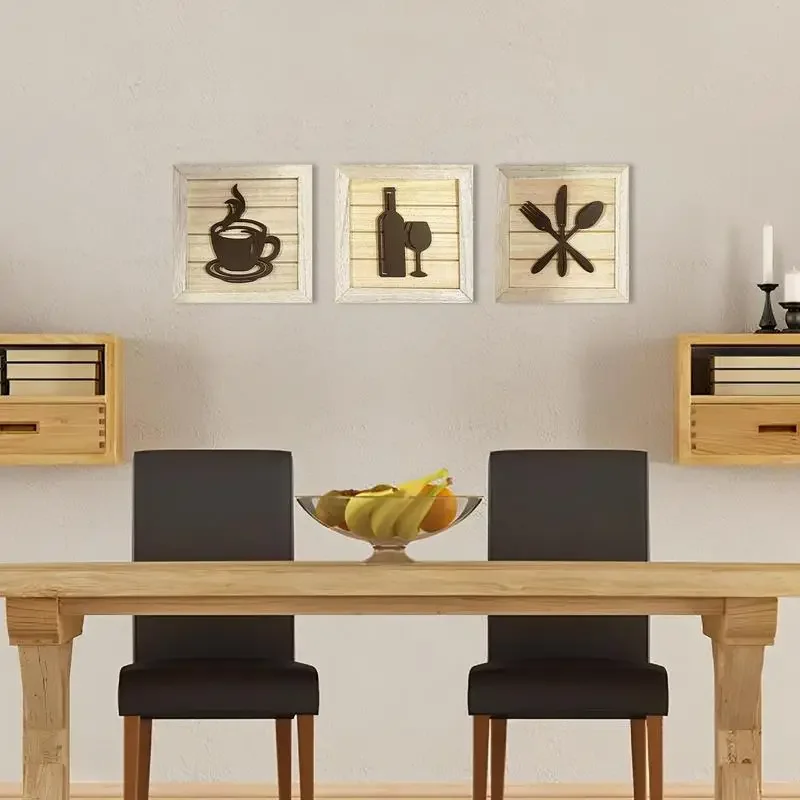 Decoración de arte de pared, obra de arte enmarcada, 3 piezas, decoración moderna para habitación, hermosas esculturas de pared, decoración de muebles para el hogar para porche