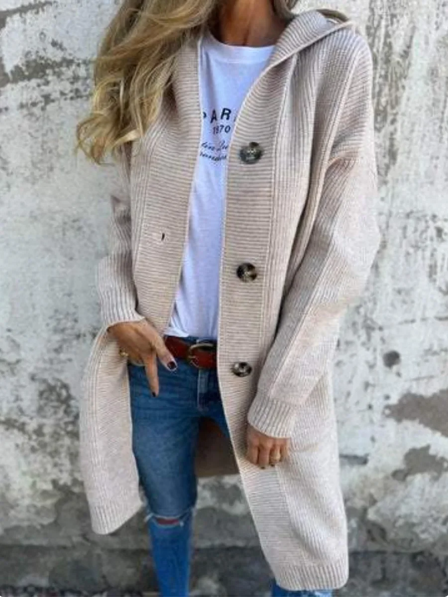 Suéter ropa mujer botón otoño cárdigan manga larga gris suéter mujer cárdigan de punto