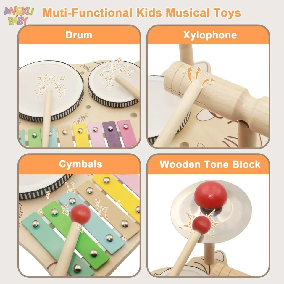 Juguetes educativos para niños de 2 a 4 años, instrumentos musicales Montessori de madera, juegos de juguetes para bebés, regalos para niños y niñas