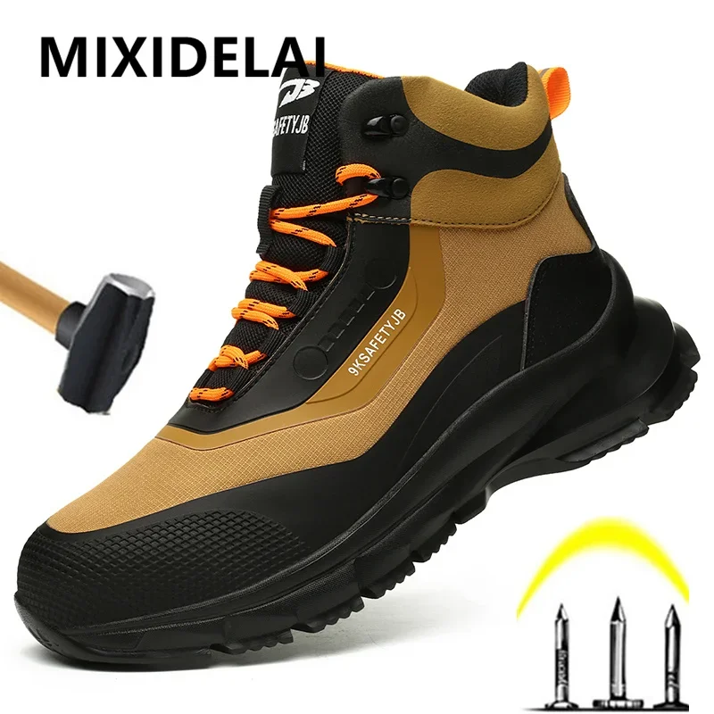 Zapatos indestructibles para exteriores, botas de trabajo, zapatos con punta de acero, botas de seguridad para hombres, zapatos industriales antigolpes y antipinchazos, antideslizantes