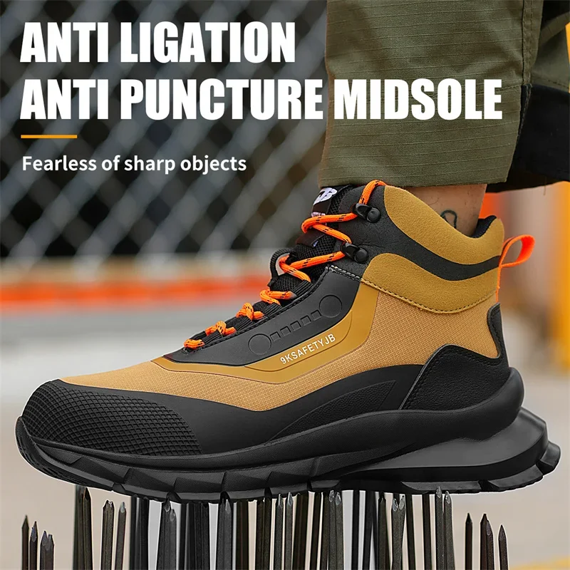 Zapatos indestructibles para exteriores, botas de trabajo, zapatos con punta de acero, botas de seguridad para hombres, zapatos industriales antigolpes y antipinchazos, antideslizantes