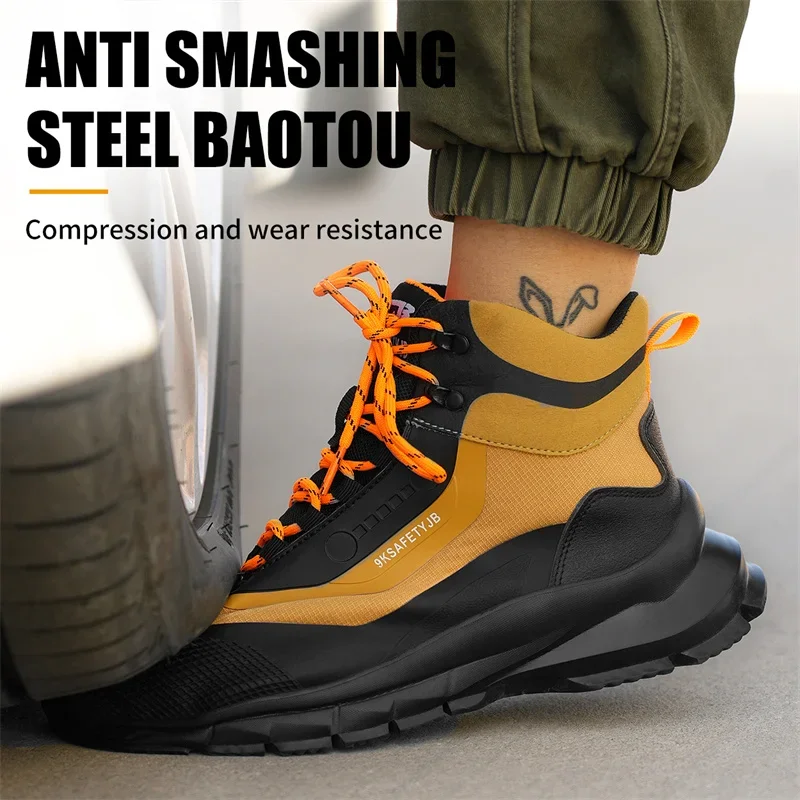 Zapatos indestructibles para exteriores, botas de trabajo, zapatos con punta de acero, botas de seguridad para hombres, zapatos industriales antigolpes y antipinchazos, antideslizantes