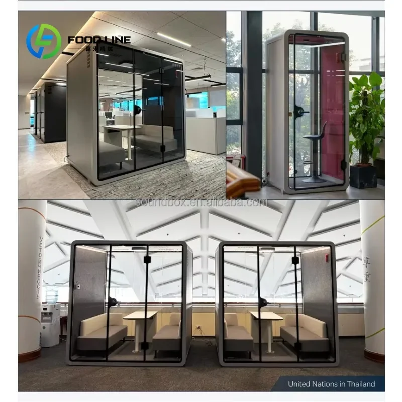 Cabina de Oficina Grande Personalizada para 6 Personas, Nuevo Diseño con Escritorio, Espacio de Trabajo Inteligente y Silencioso para Oficina en Casa, Insonorizada