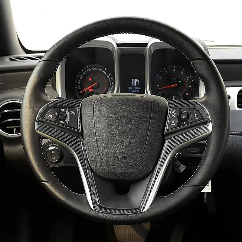 Fibra de carbono para Chevrolet Camaro 2012-2015 cubierta de botón de volante de coche embellecedor accesorios interiores