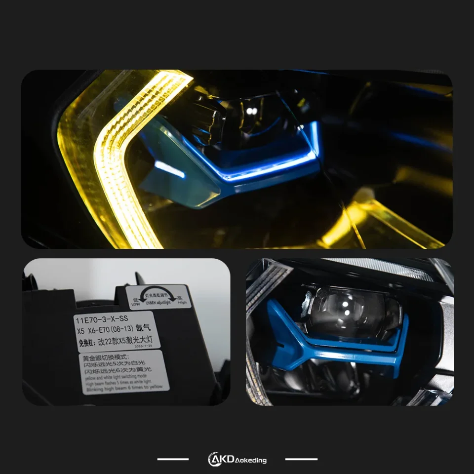 Faro Delantero para BMW X5 E70 2007-2013, Accesorios para Auto, LED DRL Hella 5, Lente Xenón HID H7, X5 E70