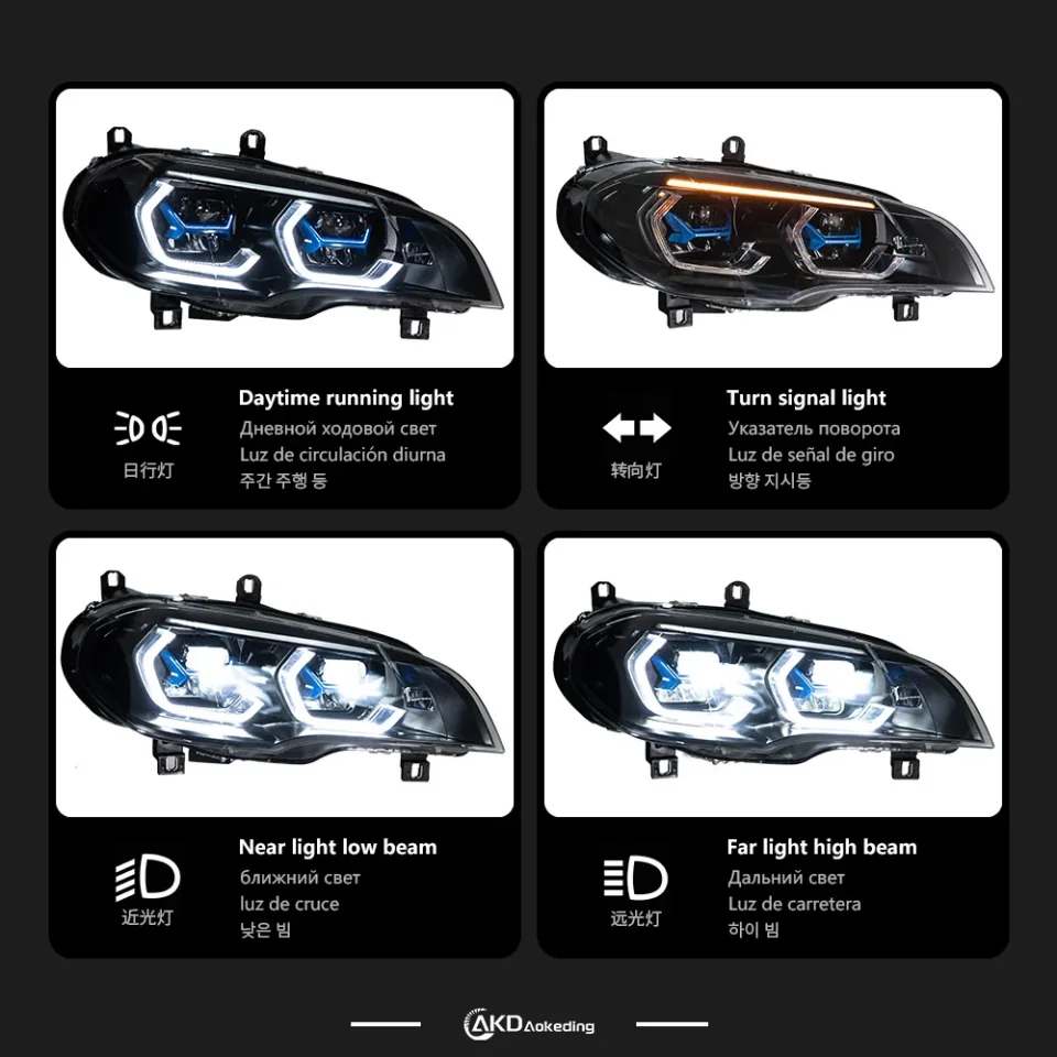 Faro Delantero para BMW X5 E70 2007-2013, Accesorios para Auto, LED DRL Hella 5, Lente Xenón HID H7, X5 E70