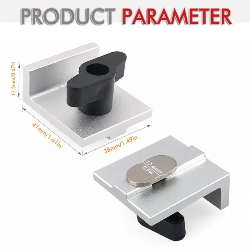 Kit de 4 Bloques de Parada Cortos Bidireccionales Plateados para Rieles en T, Bloque de Parada para Trabajos de Carpintería, Lijado y Fresado