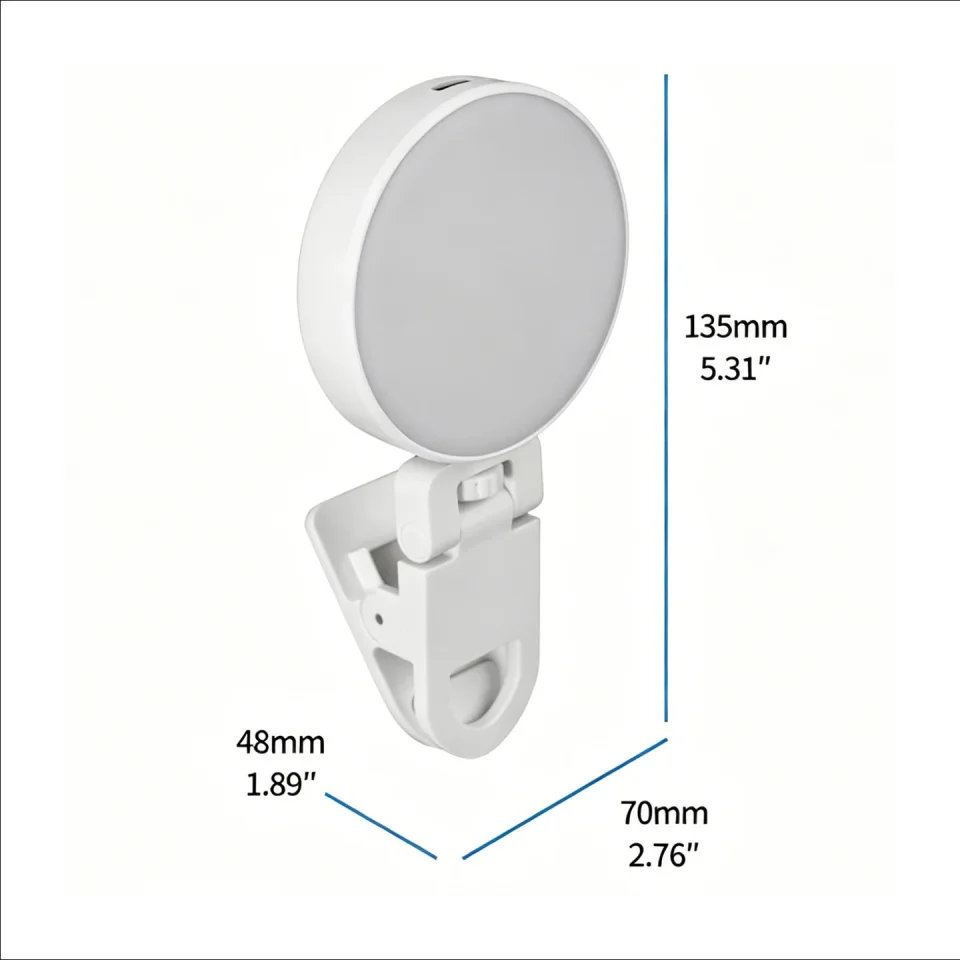 Luz LED Portátil para Selfies y Videoconferencias, Compatible con Celulares, iPads, Laptops y Cámaras, 2700-6500K