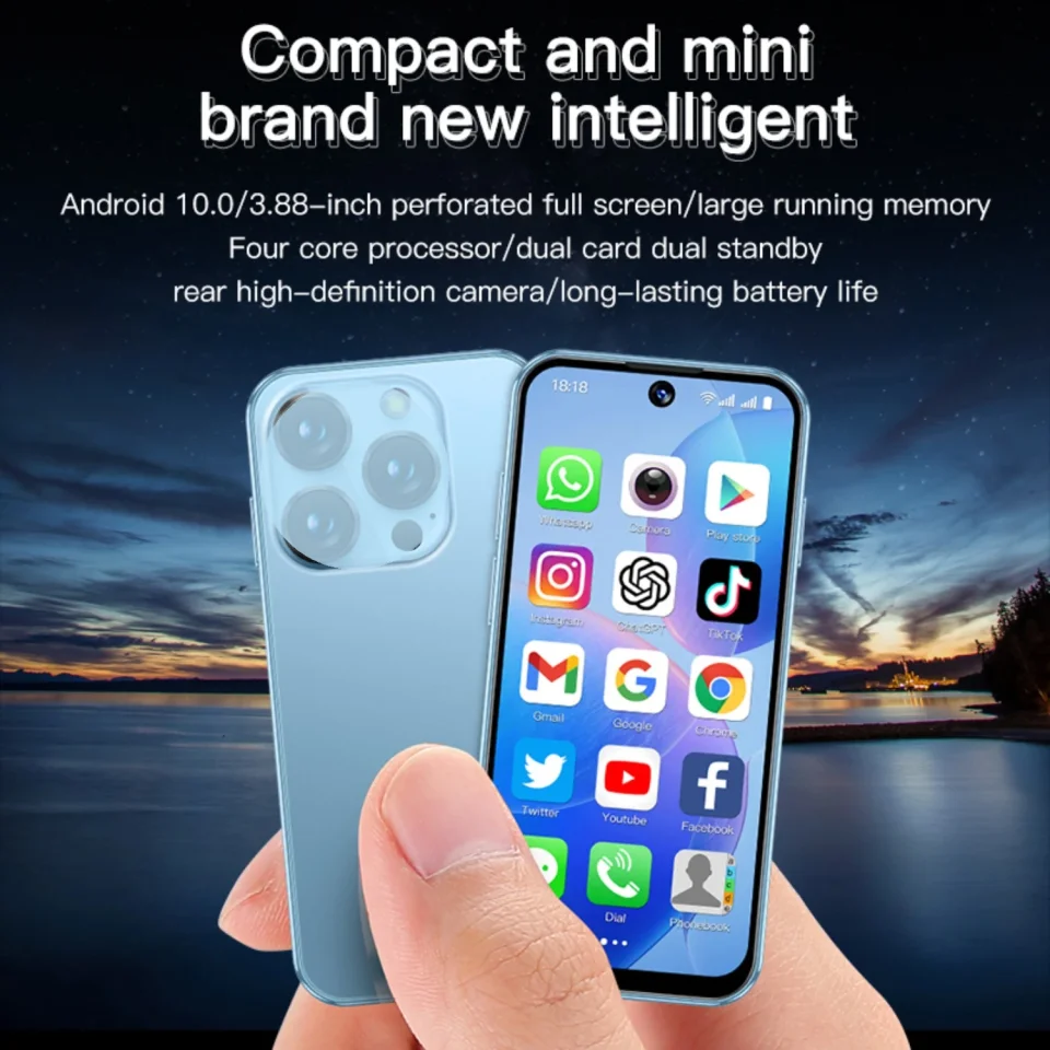 NUEVAS SOYES XS19 3G Mini Smartphone Android 10,0 Dual SIM en espera 3,88 pulgadas HD 2GB + 16GB 2000mAh Nami Meatal Glass Bluetooth Face ID