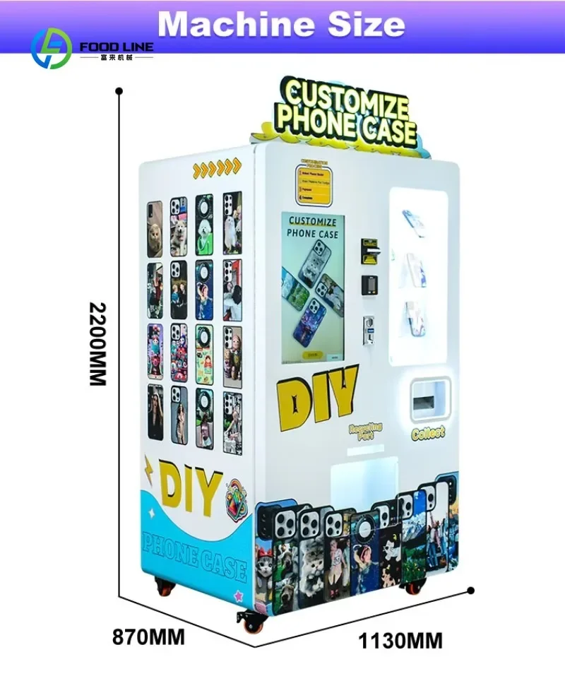 Máquina expendedora de impresión de fundas de teléfono de autoservicio con pantalla táctil Digital, dispensador automático inteligente de fundas de teléfono de acero SDK