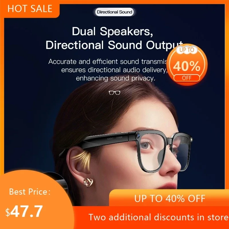 Gafas Inteligentes con Cámara Traducción IA Bluetooth Polarizadas Impermeable Deportes Smart Eyewear
