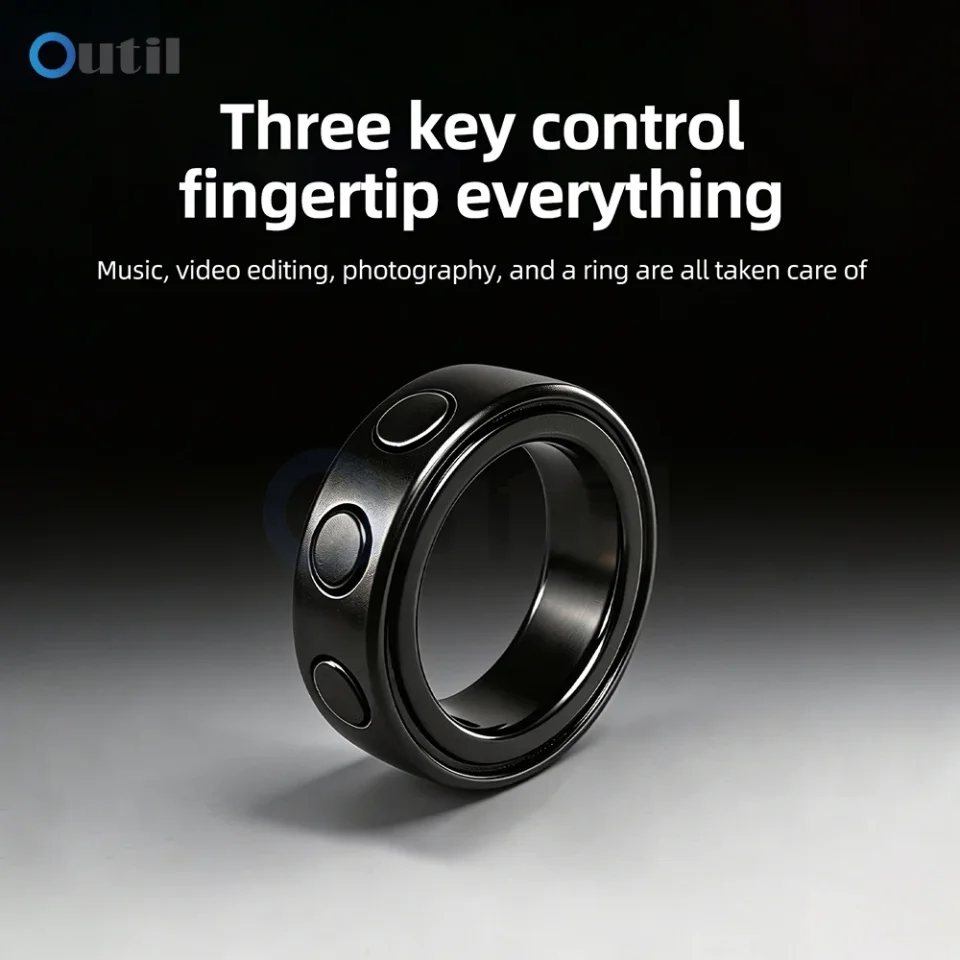Anillo Inteligente con Contador, Dispositivo de Control Remoto Bluetooth con 3 Modos para Música, Video y Fotos, Operación Manos Libres
