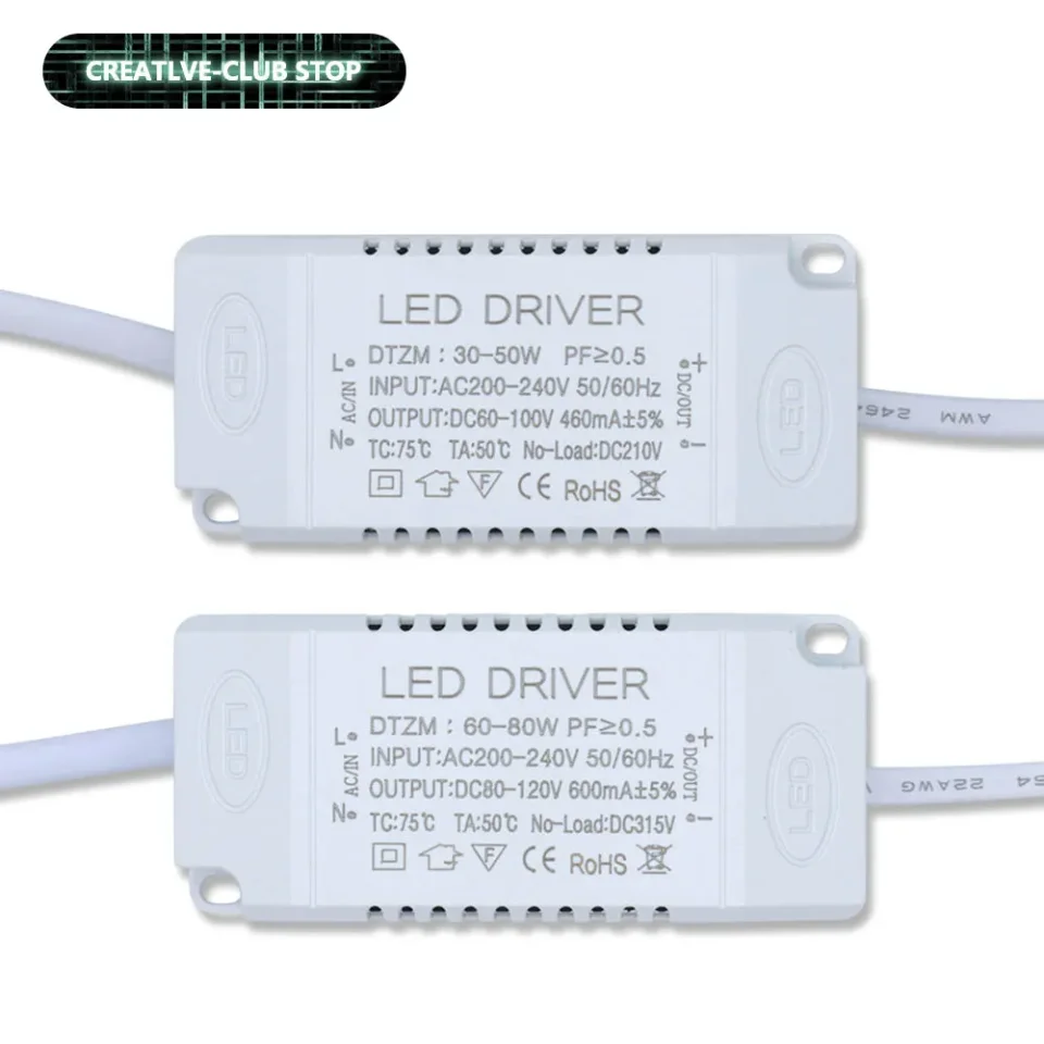 Controlador LED 30-50W 60-80W unidad de fuente de alimentación DC60-100V DC80-120V para transformadores de iluminación LED 460mA 600mA para luces de alimentación LED