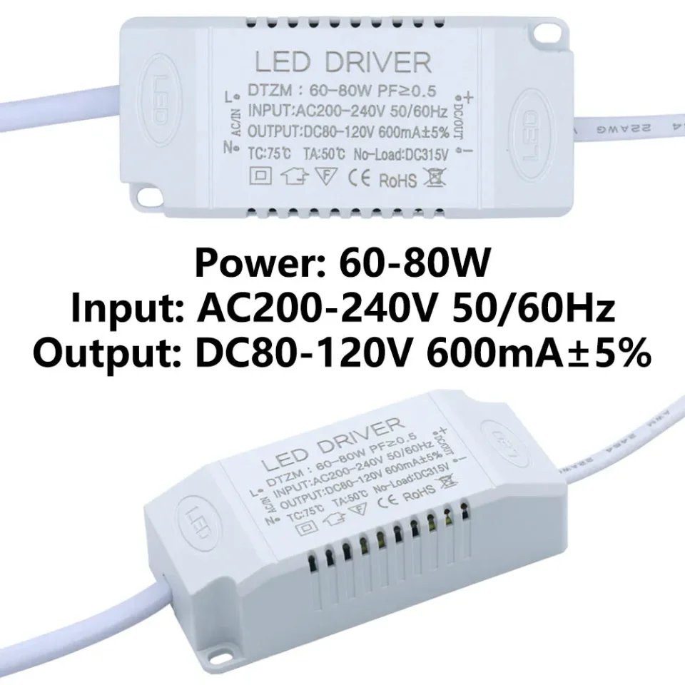 Controlador LED 30-50W 60-80W unidad de fuente de alimentación DC60-100V DC80-120V para transformadores de iluminación LED 460mA 600mA para luces de alimentación LED