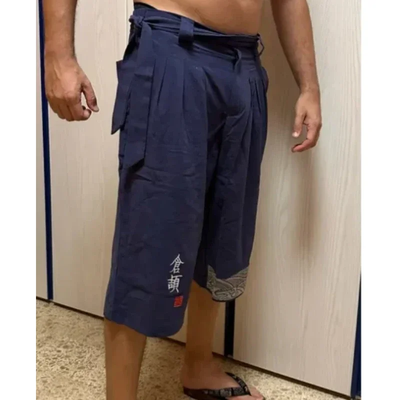 Pantalones Tradicionales Japoneses Kimono para Hombre, Ropa Asiática, Pantalones de Baño Casuales, Holgados, Estilo Japonés, Yukata, Pantalones Cortos de Lino
