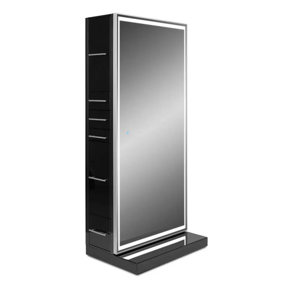 Mueble espejos con cajones y almacenamiento para peluquería y spas.