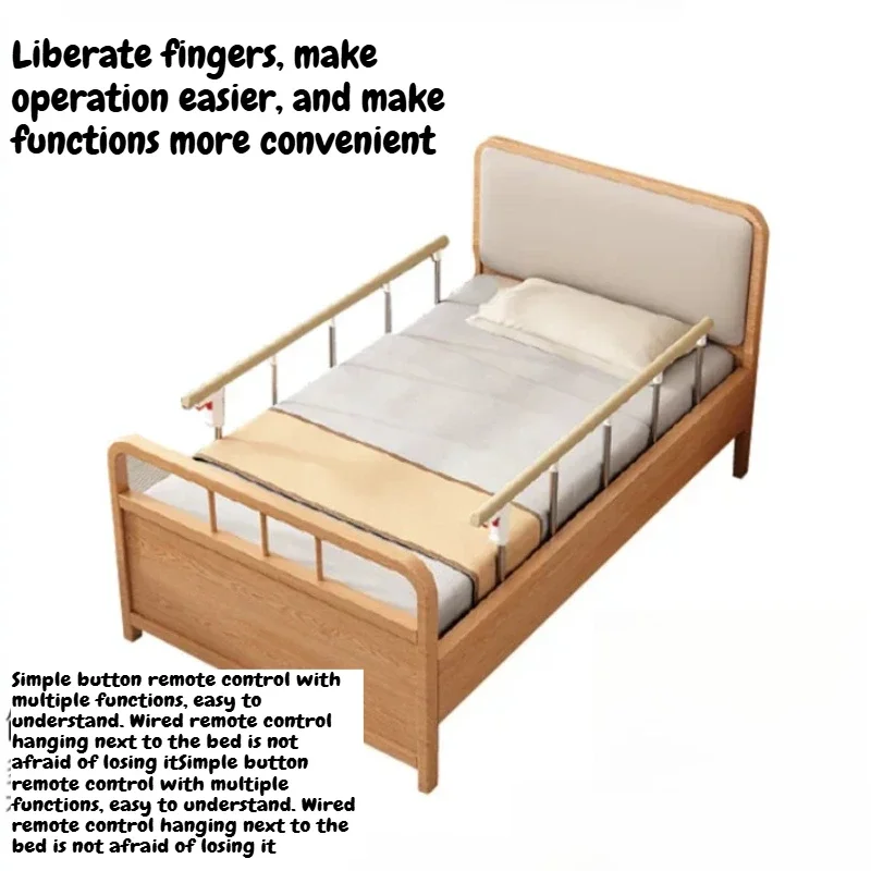 Cama individual de madera para el cuidado de ancianos con barandillas de seguridad, cama de enfermería para el hogar para personas mayores, cama de cuidado no eléctrica para residencias de ancianos, muebles.