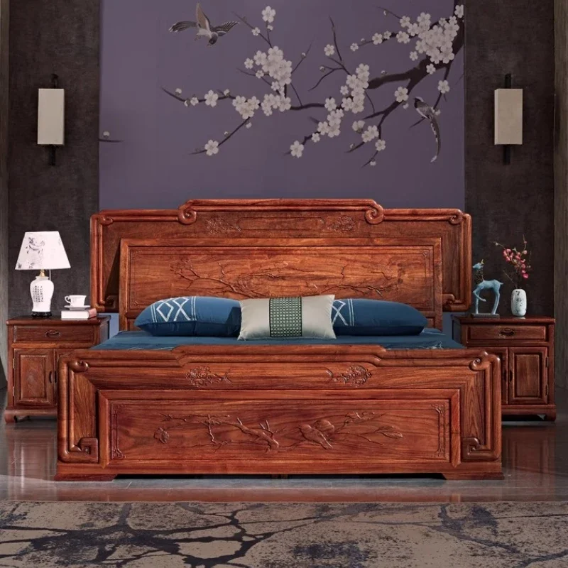 Cabeceros de Cama de Madera, Cabeceros Dobles Japoneses Flotantes, Cama Moderna con Plataforma, Cama Doble de Piso, Letto Matrimoniale, Muebles de Moda