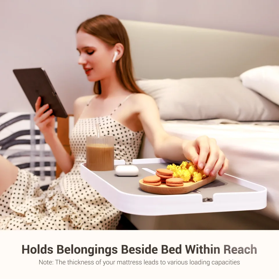 Mesita de noche para cama, mesita de noche debajo del colchón, organizador para dormitorio, almacenamiento para cama, mesita de noche, bandeja para cama con somier