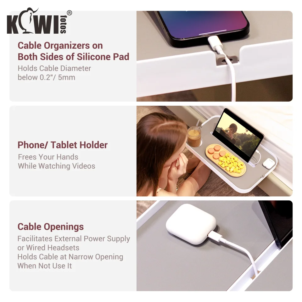 Mesita de noche para cama, mesita de noche debajo del colchón, organizador para dormitorio, almacenamiento para cama, mesita de noche, bandeja para cama con somier