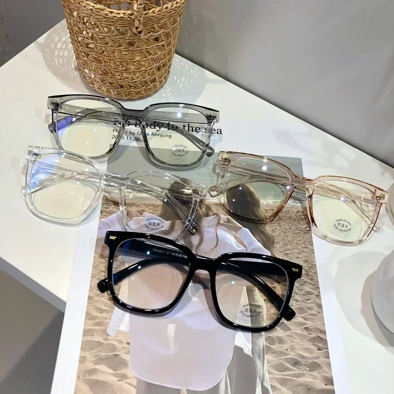 Gafas Anti Luz Azul de Montura Ligera, Transparentes y Negras, Gafas Ópticas Cuadradas para Hombres y Mujeres, Gafas Protectoras