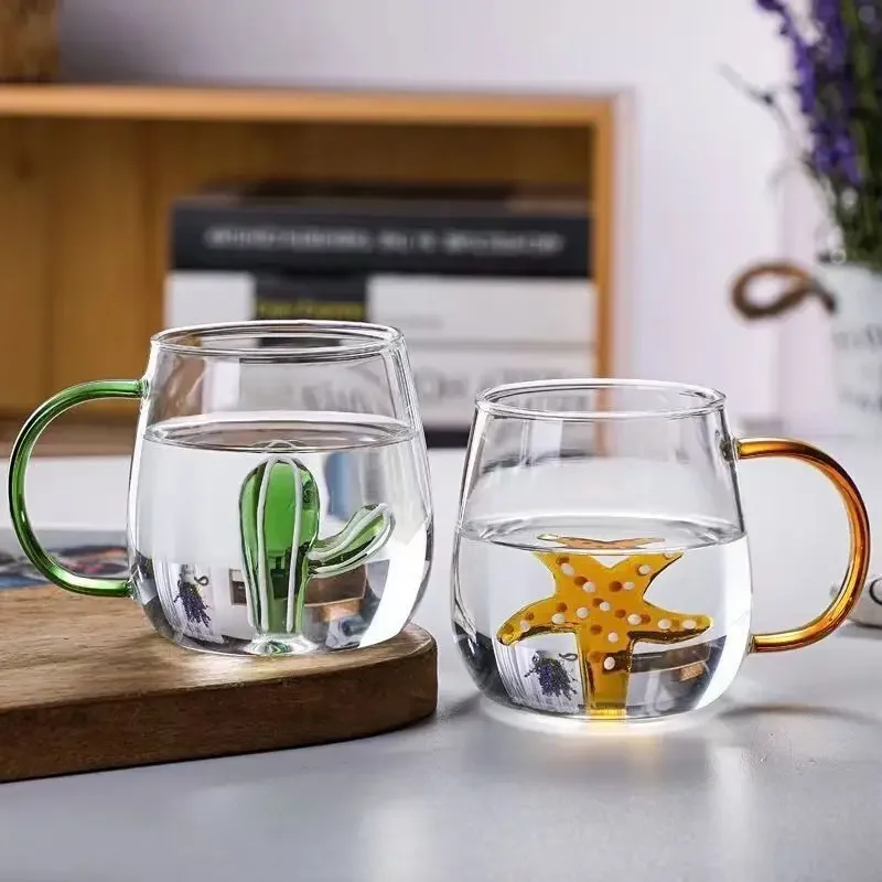 Vaso con forma de Animal de dibujos animados para el hogar, vaso de una sola capa de vidrio de borosilicato alto, para sala de estar con invitados, jugo, bebida fría