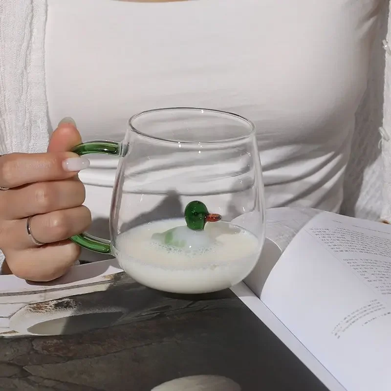 Vaso con forma de Animal de dibujos animados para el hogar, vaso de una sola capa de vidrio de borosilicato alto, para sala de estar con invitados, jugo, bebida fría