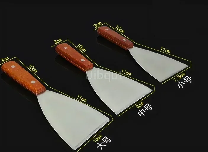Espátula de pala para freír carne de acero inoxidable, cortador de agarre de cáscara de Pizza, herramientas de pastelería para barbacoa, mango de goma de madera, Turner de cocina
