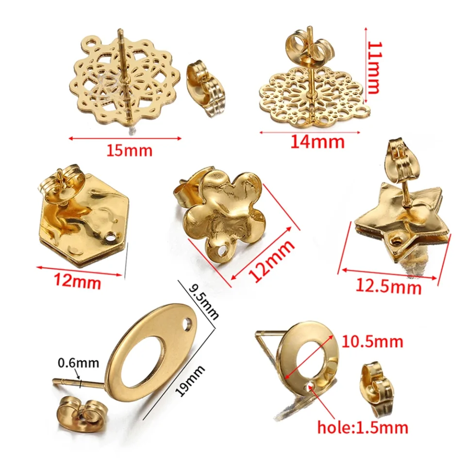 10 Uds. De pendientes de acero inoxidable, materiales para hacer hallazgos, pendientes colgantes, tapones para los oídos para accesorios de fabricación de joyas DIY