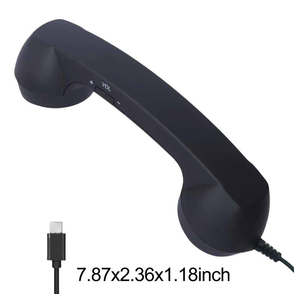 Auricular de teléfono retro con interfaz USB-C, receptor de teléfono móvil, micrófono, altavoz para celular/móvil/tableta/portátil