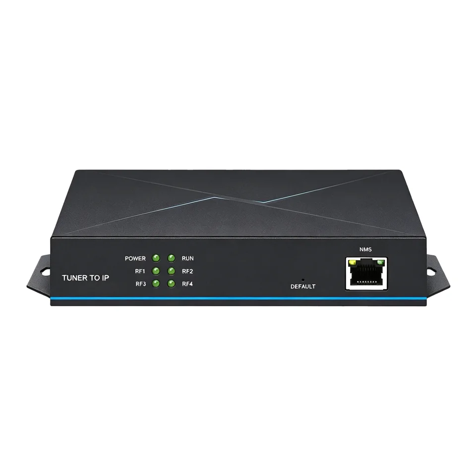 Sintonizador de 4 canales a IP DVB-S2 DVB-T2 a IPTV Catv Equipo de sistema de TV, puerta de enlace de receptor digital IRD RF a IP