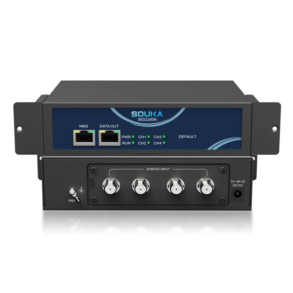 Sintonizador de 4 canales a IP DVB-S2 DVB-T2 a IPTV Catv Equipo de sistema de TV, puerta de enlace de receptor digital IRD RF a IP