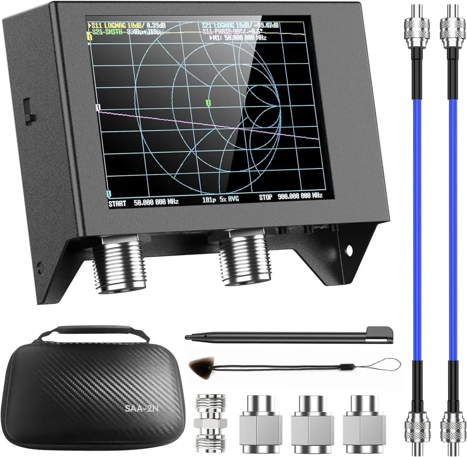 Analizador de antena NanoVna SAA-2N VNA 50KHz -3GHz Analizador de red vectorial 4 "pulgadas LCD, HF VHF UHF Medición de parámetros S