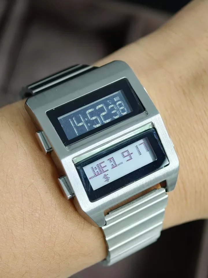 Relojes electrónicos para hombres y mujeres pareja Vintage 70s estilo retro futurista moda Led relojes digitales Matrix IB DG