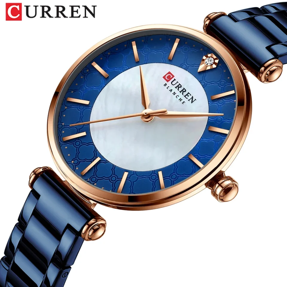 Relojes para mujer de marca de lujo CURREN elegante reloj de pulsera de cuarzo fino con reloj femenino Simple de acero inoxidable