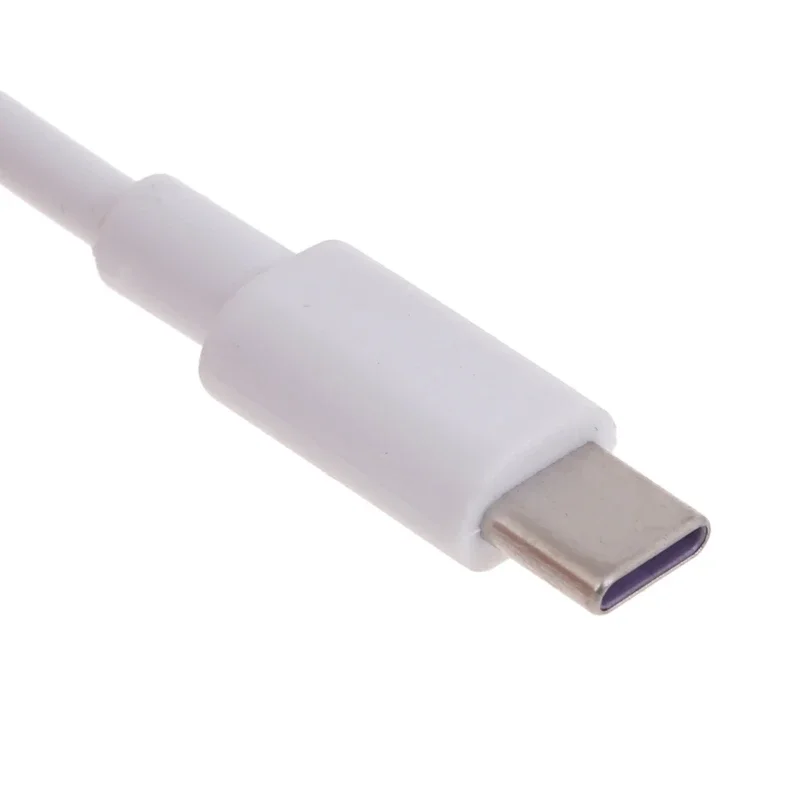 Cable datos tipo USB con interruptor alimentación Cable datos blanco para carga rápida, cable línea 0,3