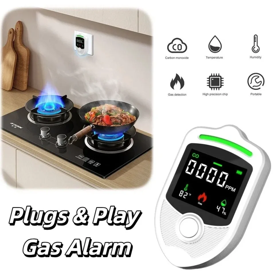 Sistema Inalámbrico de Detección de Gas con 4 Sensores Ambientales, Sensores de Temperatura y Humedad, Pantalla LCD, Alarma de Gas Combustible