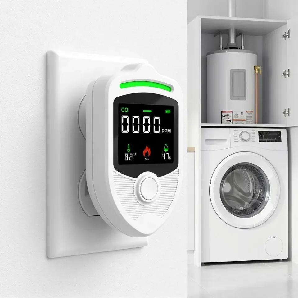 Sistema Inalámbrico de Detección de Gas con 4 Sensores Ambientales, Sensores de Temperatura y Humedad, Pantalla LCD, Alarma de Gas Combustible