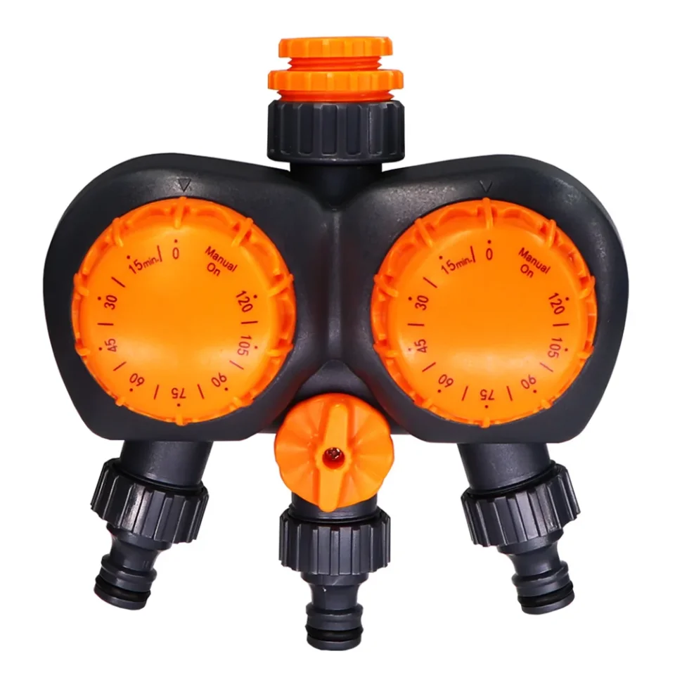 Temporizador mecánico de 3 vías para jardín con doble Control, controlador automático de riego para manguera exterior, herramienta de aspersores por goteo
