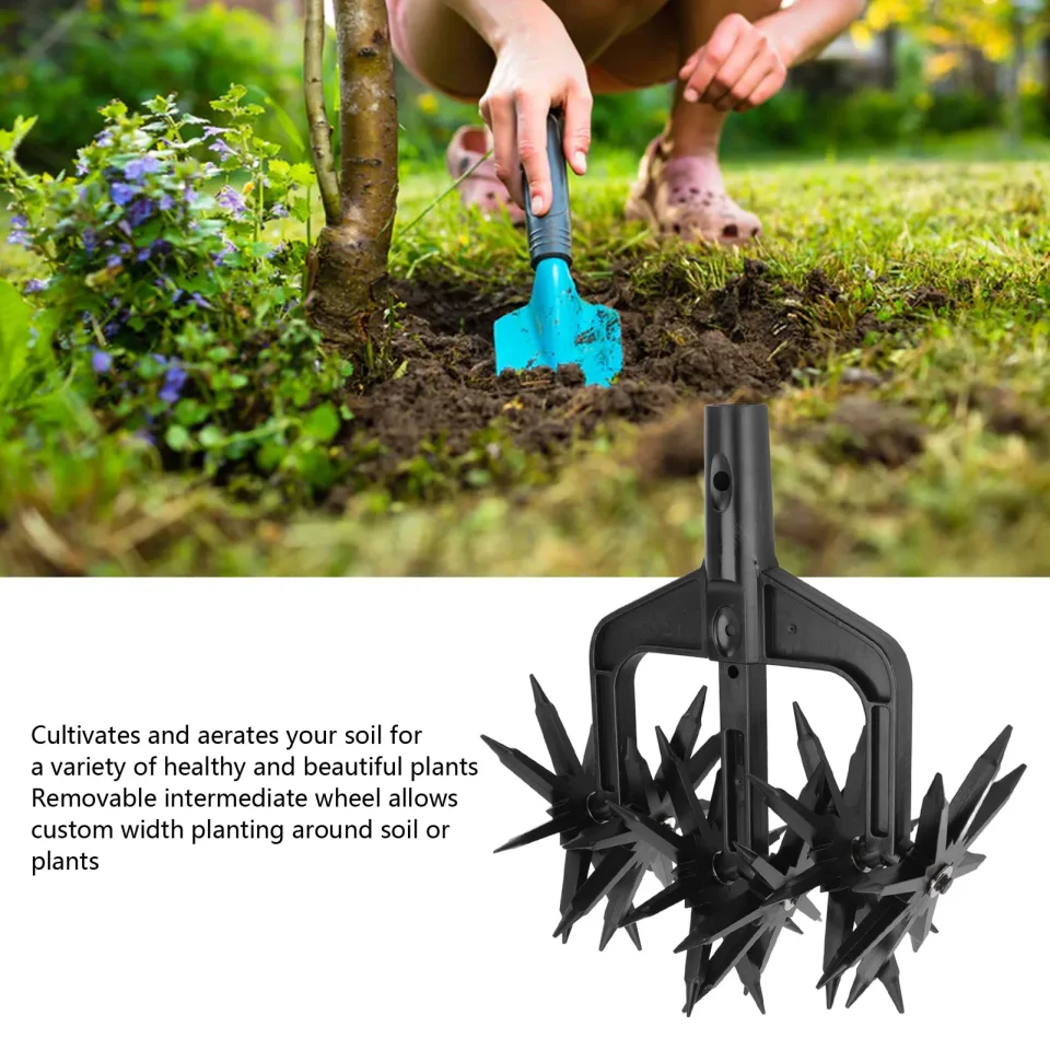 Aireador de jardín, herramienta de cultivador rotativo, escarificador de suelo de jardín, resistente al desgaste, escarificador ventilado 2 en 1, cultivador rotativo para jardín