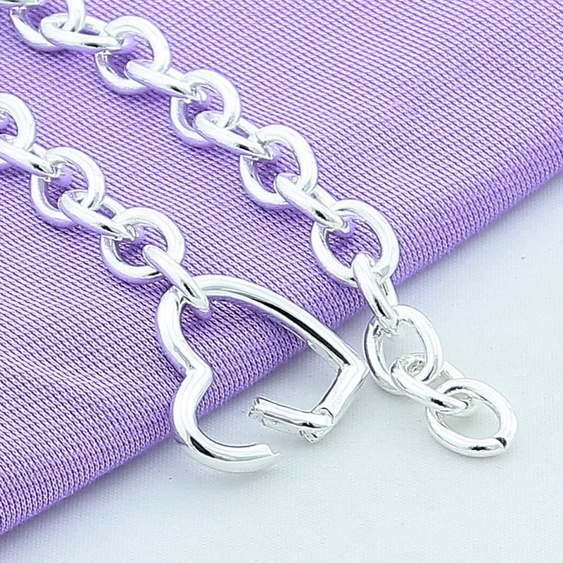 Pulseras de mujer, pulsera de Plata de Ley 925 con hebilla de corazón para mujer, pulseras románticas, joyería de plata 925
