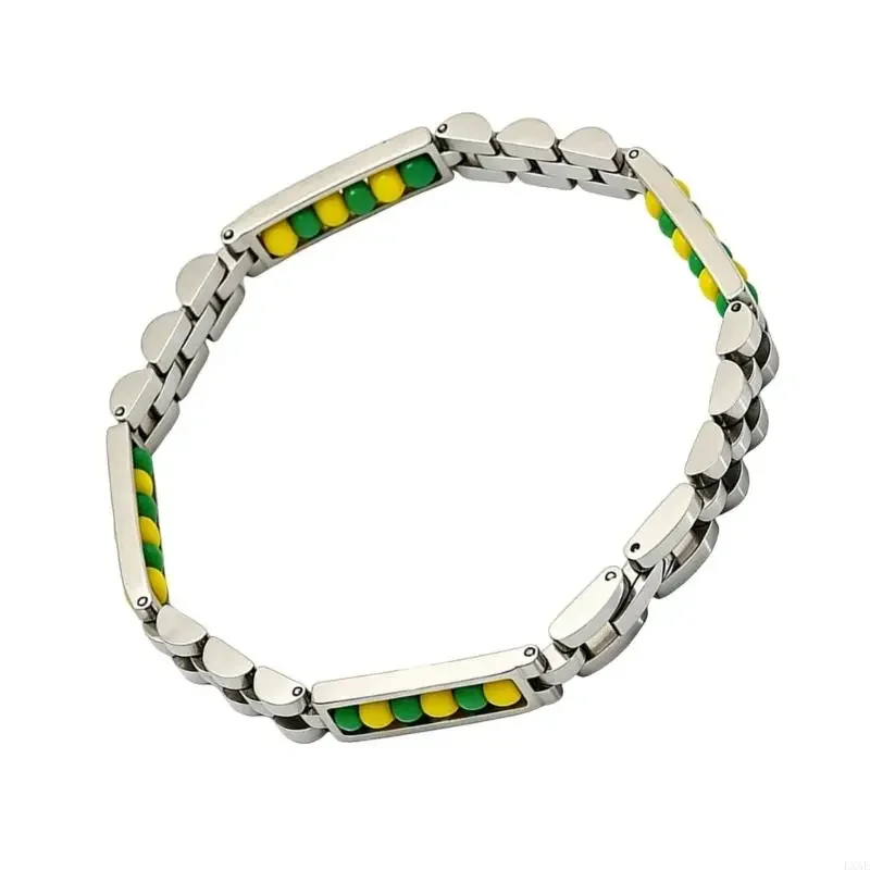 Pulsera cuentas con incrustaciones colores para looks informales joyería en muñeca