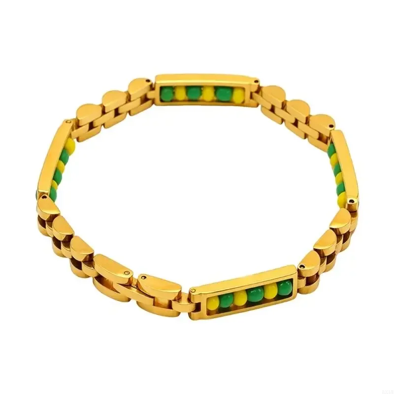 Pulsera cuentas con incrustaciones colores para looks informales joyería en muñeca