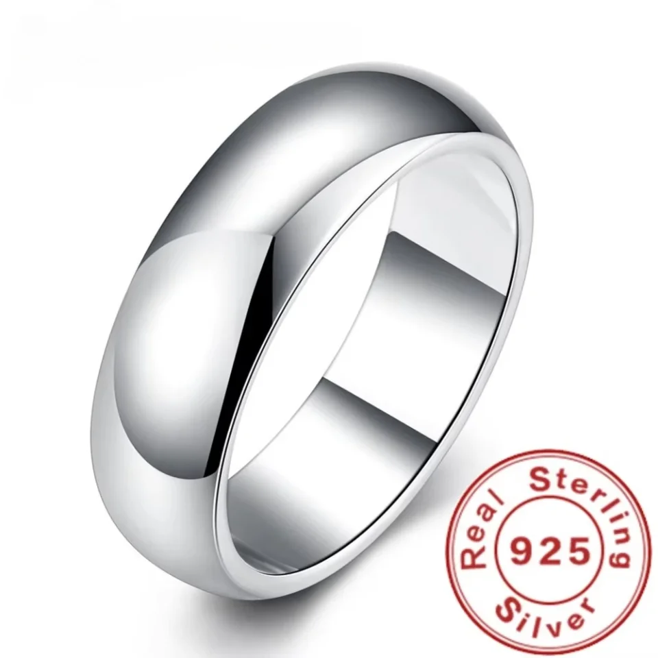 Anillo de Plata de Ley 925 de alta calidad, anillo redondo liso Simple a la moda, joyería de fiesta para mujer, talla 5 6 7 8 9 10 11