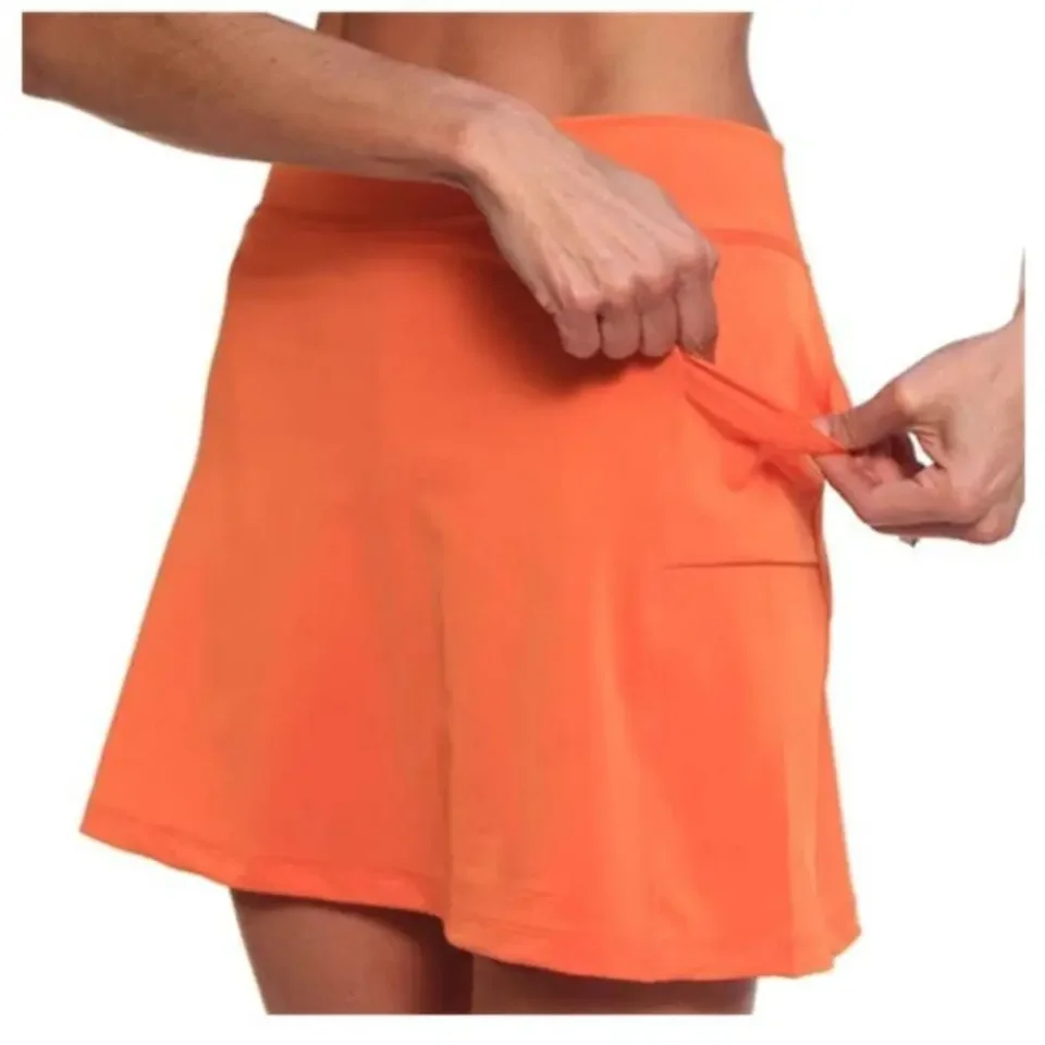 Falda deportiva para Fitness, pantalones cortos de cintura alta, transpirables, para correr, tenis, Golf, con bolsillos, pantalones cortos informales ajustados hasta la rodilla