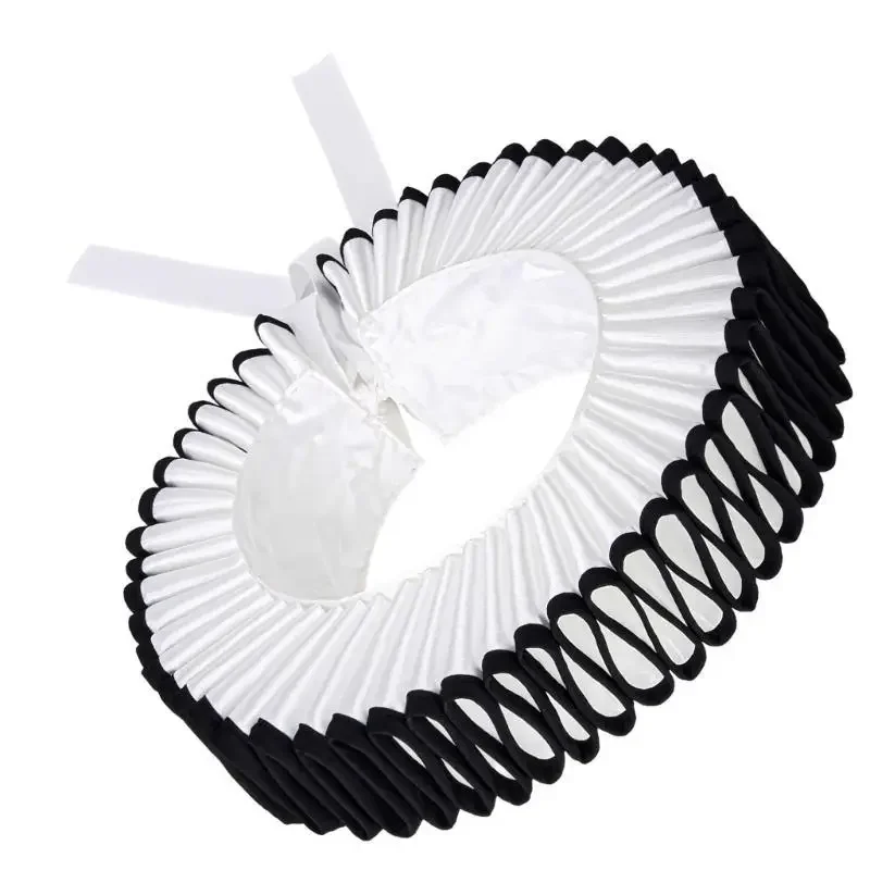 39BD Collar falso con volantes victoriano recortado en negro, collar para representaciones teatrales, Gargantilla payaso