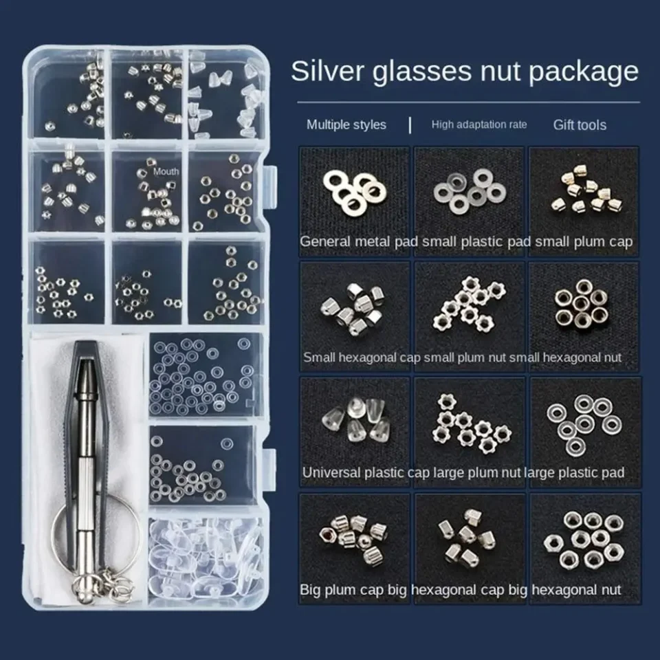 Kit surtido de herramientas de reparación, juego de tornillos para gafas de sol, tuerca de tornillo