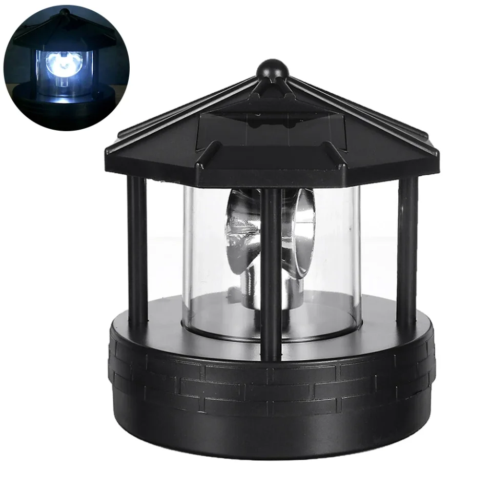 D2 Luz Solar para exteriores, faro giratorio LED impermeable, luz Solar, torre de baliza, Lámpara decorativa para jardín, césped y Patio